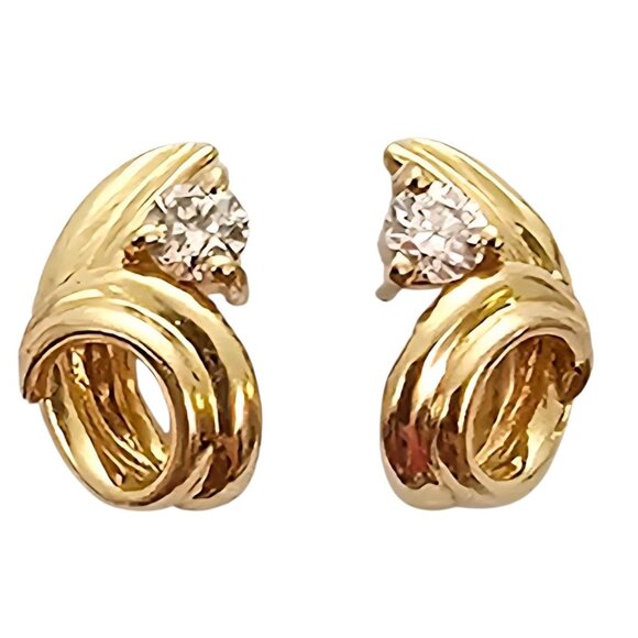 14K Yellow Gold Post Diamond Earrings